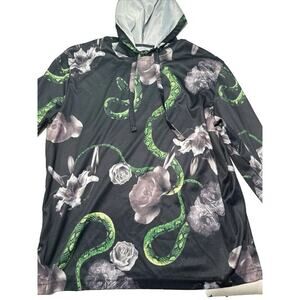 Drill clothing company super shiny hoodie graphics snakes and roses Men's Size S